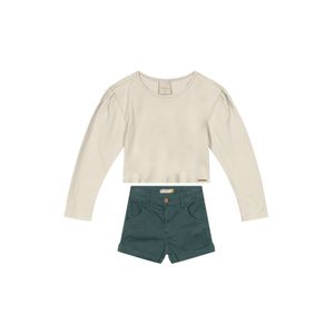 Conjunto Menina Shorts Em Sarja Carinhoso